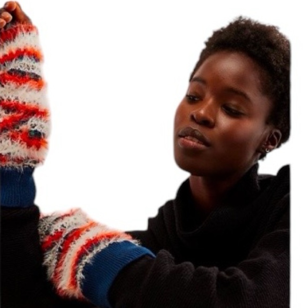 Free People x FP One Alivia Fairisle Fuzzy Armwarmers Fingerless Gloves | OS